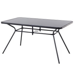 Stół ogrodowy LIVO 140 cm 80 cm Szkło Czarny
