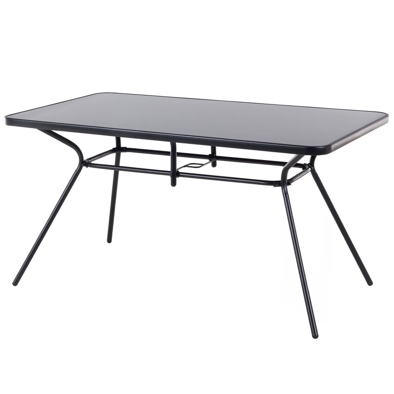 Stół ogrodowy LIVO 140 cm 80 cm Szkło Czarny