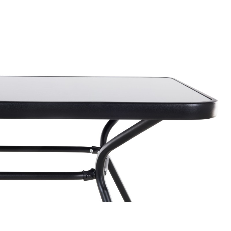 Stół ogrodowy LIVO 140 cm 80 cm Szkło Czarny