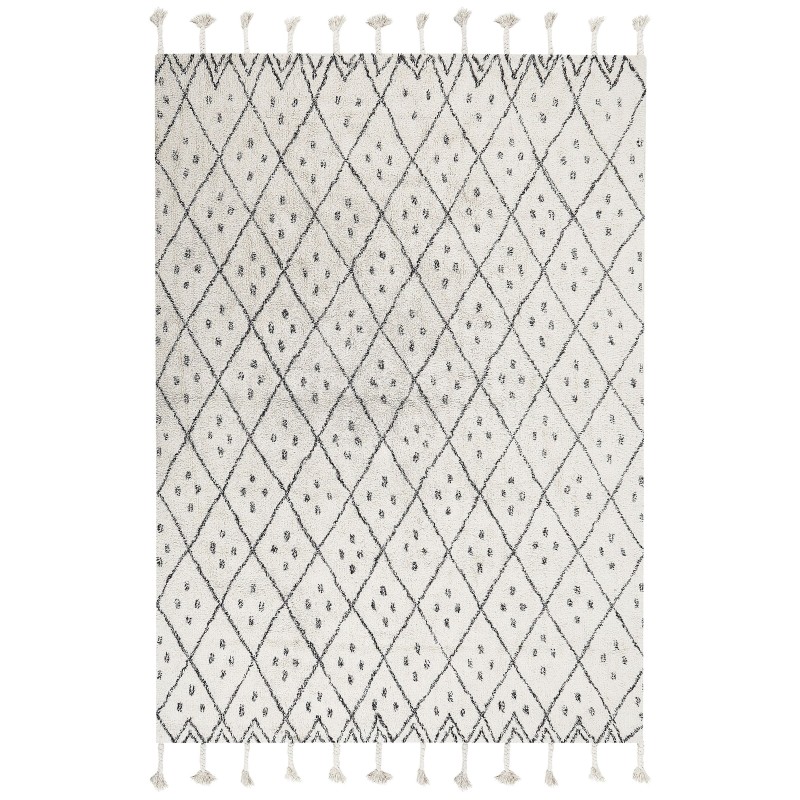 Dywan bawełniany 140 x 200 cm biało-czarny AGADIR