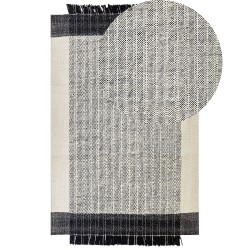 Dywan wełniany 140 x 200 cm biało-czarny KETENLI