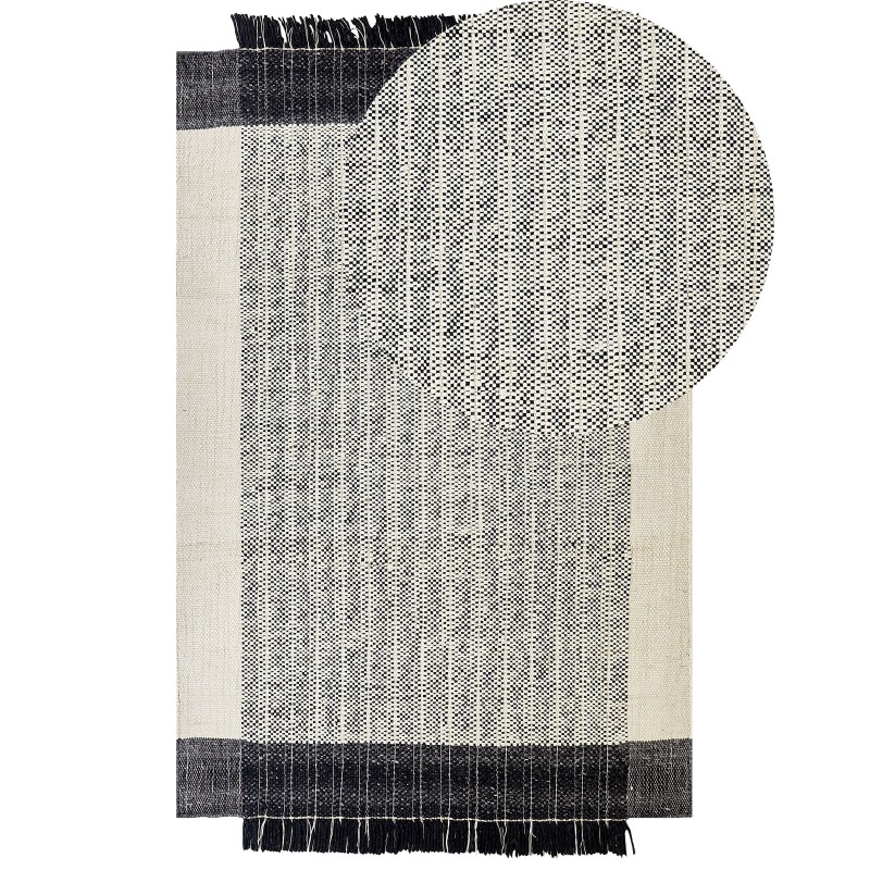 Dywan wełniany 140 x 200 cm biało-czarny KETENLI