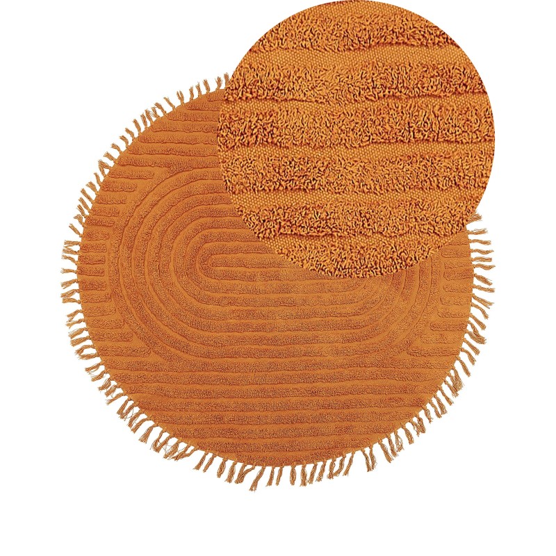 Dywan okrągły bawełniany ø 140 cm pomarańczowy HALFETI