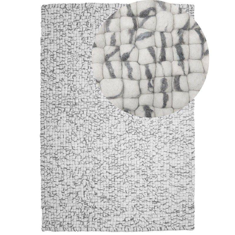 Dywan z filcowych kulek 160 x 230 cm jasnoszary AMDO