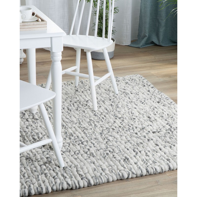 Dywan z filcowych kulek 160 x 230 cm jasnoszary AMDO