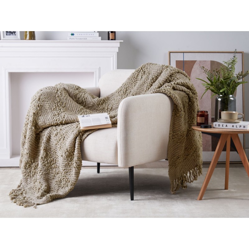 Koc VELLA Bawełna 150 x 200 cm Beżowoszary