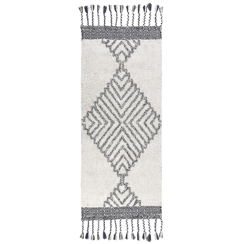Dywan bawełniany 80 x 150 cm biało-czarny ERAY