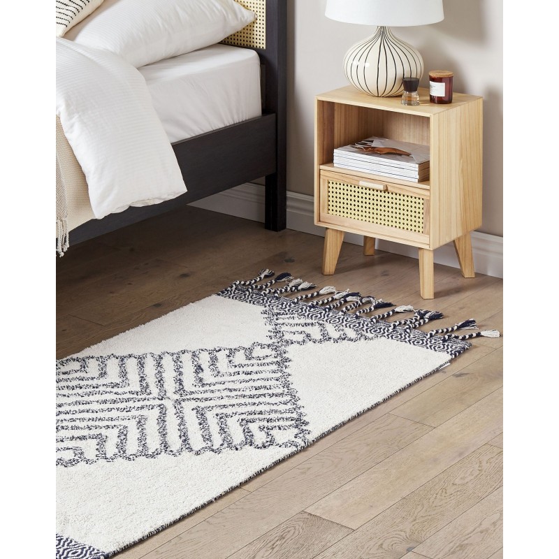 Dywan bawełniany 80 x 150 cm biało-czarny ERAY