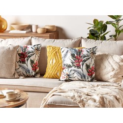 Poduszka dekoracyjna EDELWEISS Welur 45 x 45 cm Kolorowy Wzór roślinny