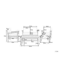 Zestaw ogrodowy ze stolikiem dla 4 osób MANILA Drewno akacjowe Ciemnobrązowy