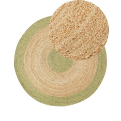 Dywan okrągły z juty ø 140 cm beżowo-zielony YAYALAR