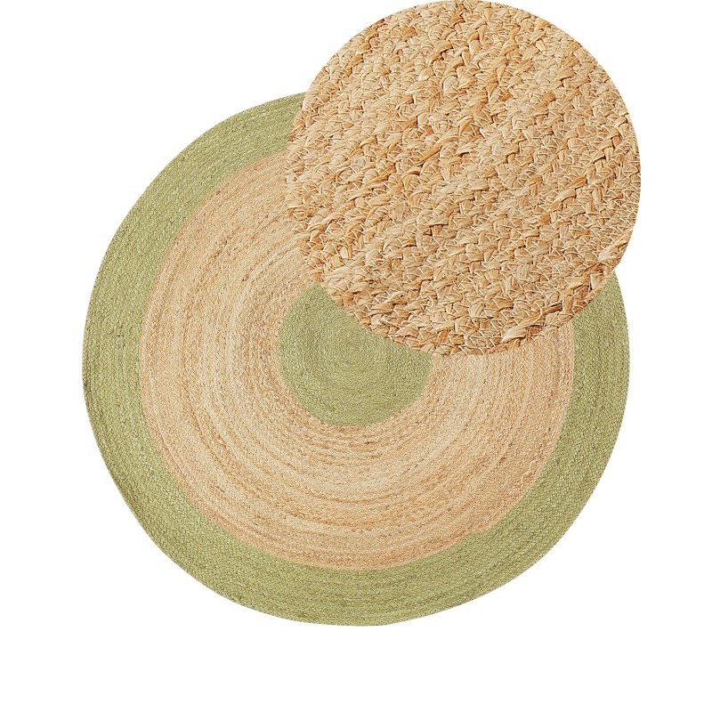 Dywan okrągły z juty ø 140 cm beżowo-zielony YAYALAR