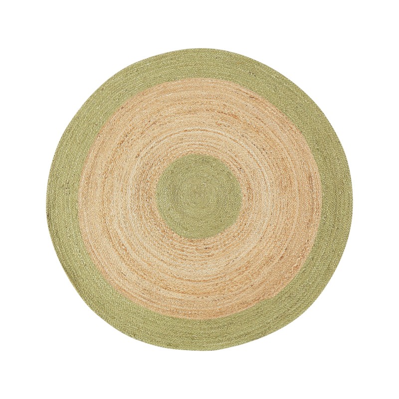 Dywan okrągły z juty ø 140 cm beżowo-zielony YAYALAR