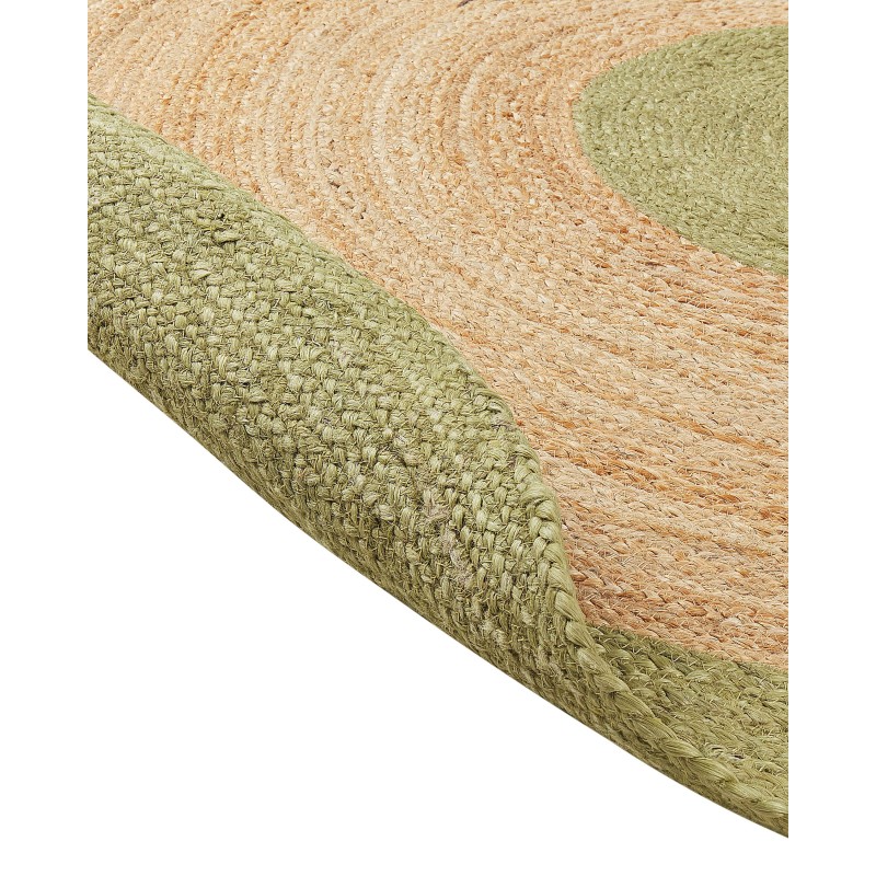 Dywan okrągły z juty ø 140 cm beżowo-zielony YAYALAR