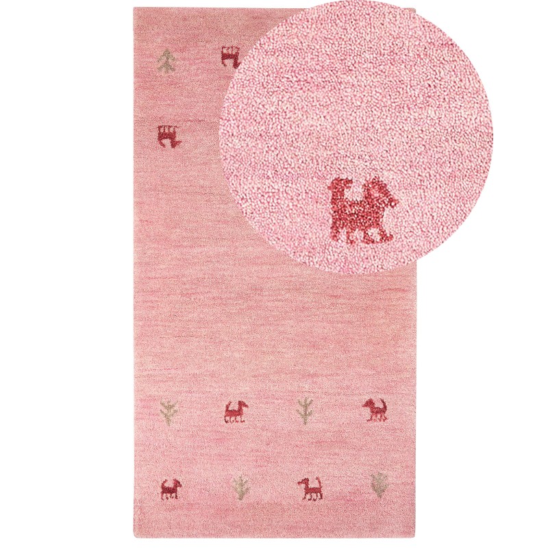 Dywan wełniany gabbeh 80 x 150 cm różowy YULAFI