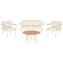 Zestaw ogrodowy ze stolikiem dla 4 osób MONTESILVANO Metal Jasnobeżowy