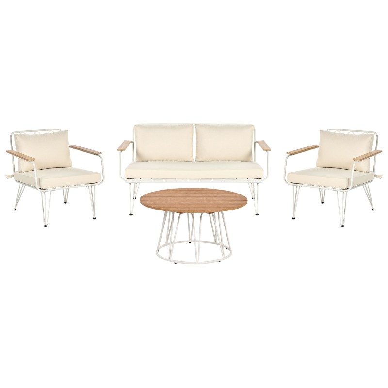 Zestaw ogrodowy ze stolikiem dla 4 osób MONTESILVANO Metal Jasnobeżowy