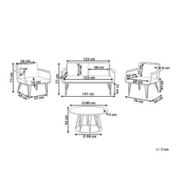Zestaw ogrodowy ze stolikiem dla 4 osób MONTESILVANO Metal Jasnobeżowy