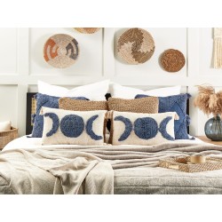 Poduszka dekoracyjna LUPINUS Bawełna 55 x 35 cm Jasnobeżowy Wzór geometryczny