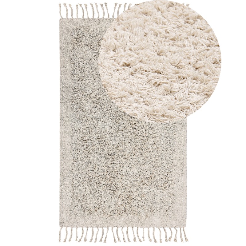 Dywan shaggy bawełniany 80 x 150 cm beżowy BITLIS