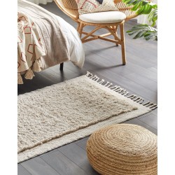 Dywan shaggy bawełniany 80 x 150 cm beżowy BITLIS