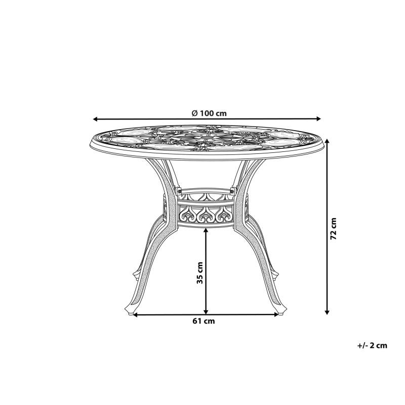 Stół ogrodowy SAPRI 100 cm 100 cm Metal Ciemnobrązowy