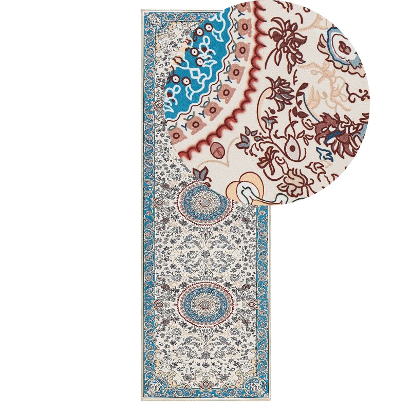 Dywan 80 x 240 cm beżowo-niebieski GORDES