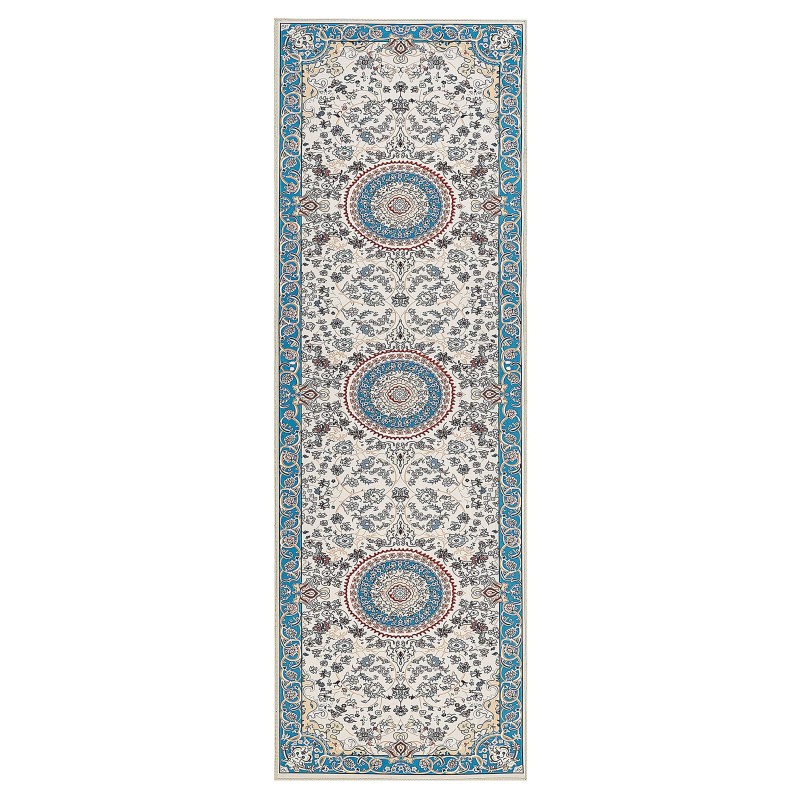 Dywan 80 x 240 cm beżowo-niebieski GORDES