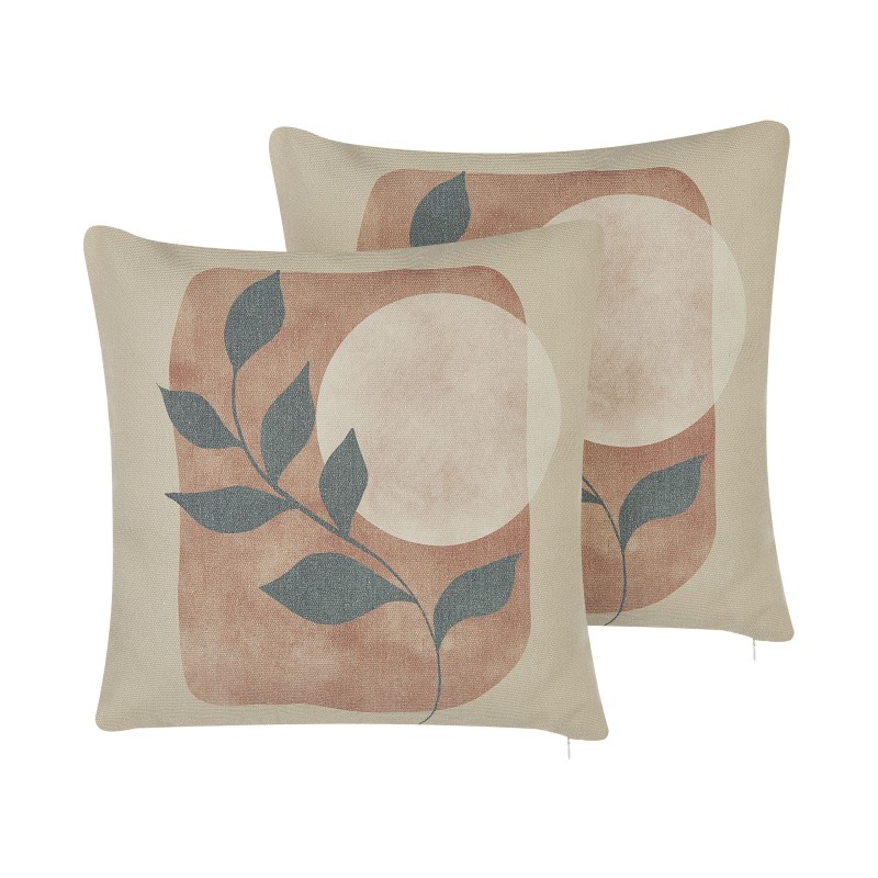 Zestaw 2 poduszek dekoracyjnych CALLIOPSIS 45 x 45 cm Biały Wzór abstrakcyjny