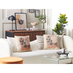 Zestaw 2 poduszek dekoracyjnych CALLIOPSIS 45 x 45 cm Biały Wzór abstrakcyjny