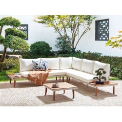 Narożnik ogrodowy ze stolikiem dla 5 osób CORATO Drewno akacjowe Złamana biel