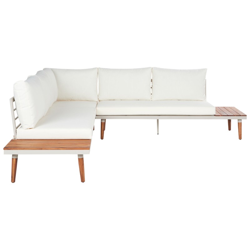 Narożnik ogrodowy ze stolikiem dla 5 osób CORATO Drewno akacjowe Złamana biel