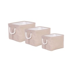 Zestaw 3 koszy DARQAB Bawełna Beżowoszary