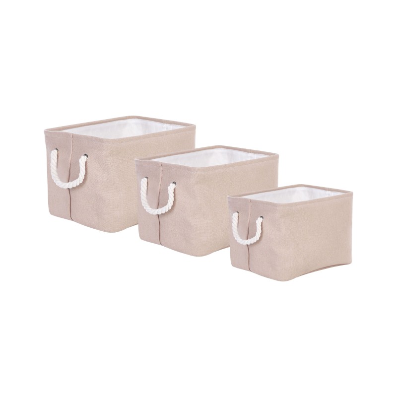 Zestaw 3 koszy DARQAB Bawełna Beżowoszary