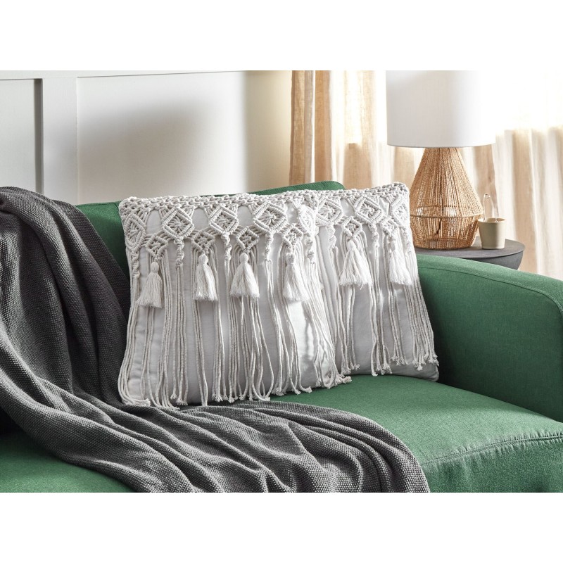 Zestaw 2 poduszek dekoracyjnych BAMIAN Bawełna 45 x 45 cm Złamana biel Wzór geometryczny