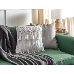 Zestaw 2 poduszek dekoracyjnych BAMIAN Bawełna 45 x 45 cm Złamana biel Wzór geometryczny