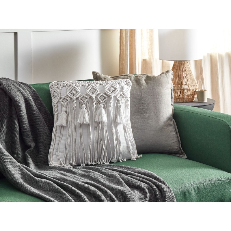 Zestaw 2 poduszek dekoracyjnych BAMIAN Bawełna 45 x 45 cm Złamana biel Wzór geometryczny