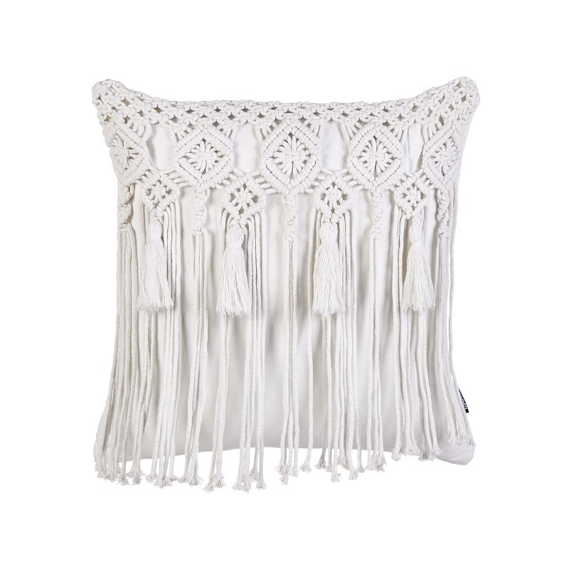 Zestaw 2 poduszek dekoracyjnych BAMIAN Bawełna 45 x 45 cm Złamana biel Wzór geometryczny