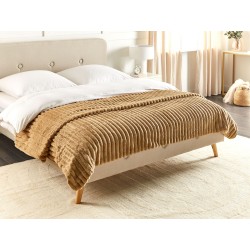 Narzuta na łóżko RAKYA Sztuczne futro 200 x 220 cm Jasnobrązowy