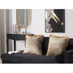 Zestaw 2 poduszek dekoracyjnych POTHOS Welur 45 x 45 cm Beżowy Jednolity