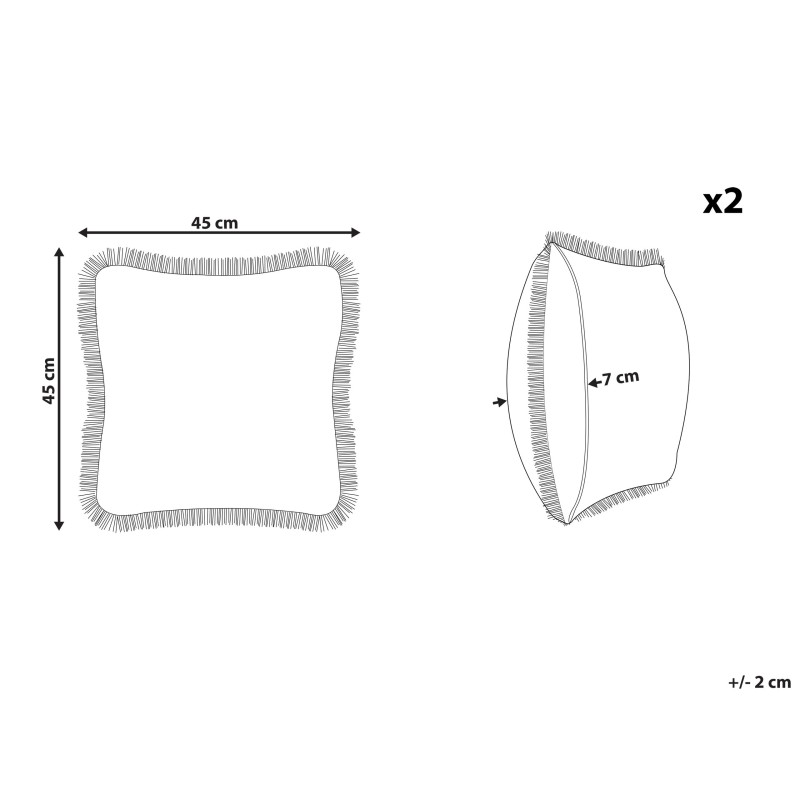 Zestaw 2 poduszek dekoracyjnych POTHOS Welur 45 x 45 cm Beżowy Jednolity