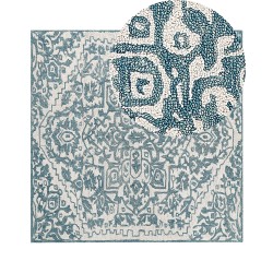 Dywan wełniany 200 x 200 cm biało-niebieski AHMETLI