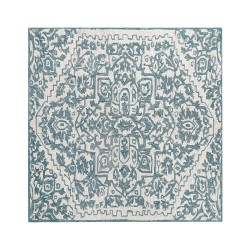 Dywan wełniany 200 x 200 cm biało-niebieski AHMETLI