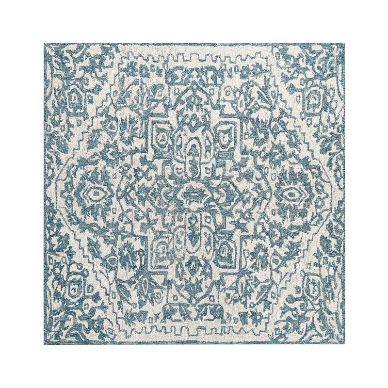 Dywan wełniany 200 x 200 cm biało-niebieski AHMETLI