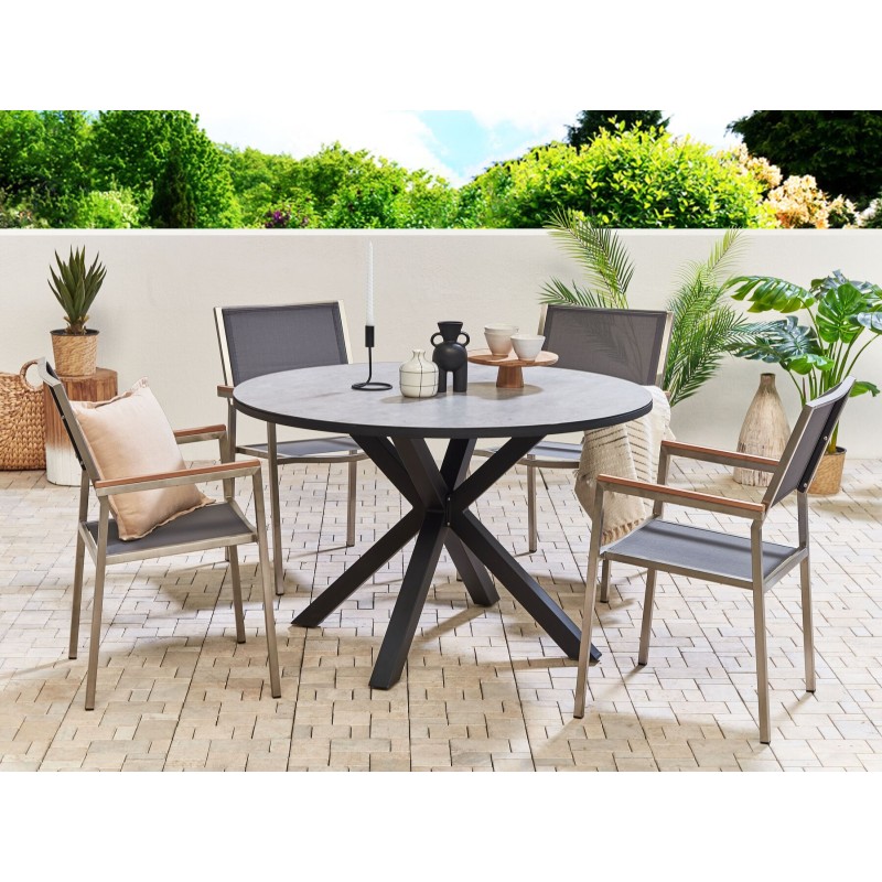 Stół ogrodowy MALETTO 120 cm 120 cm Szkło Szary