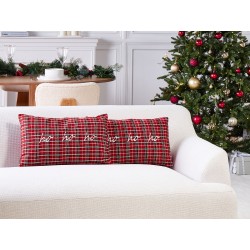 Zestaw 2 poduszek dekoracyjnych MOCHI 30 x 50 cm Czerwony Wzór świąteczny