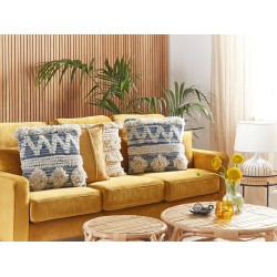 Zestaw 2 poduszek dekoracyjnych EYTELIA Boucle 45 x 45 cm Niebieski Wzór geometryczny