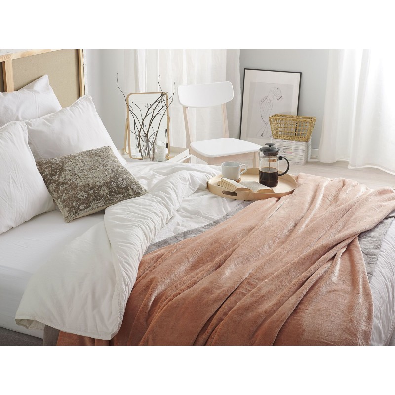 Koc TERKE 200 x 220 cm Jasnobrązowy