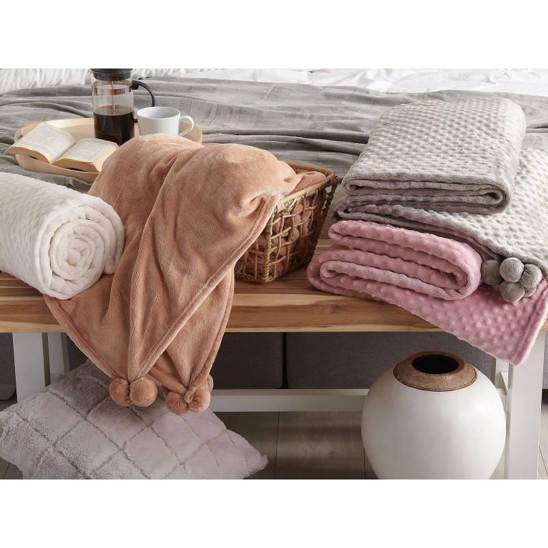 Koc TERKE 200 x 220 cm Jasnobrązowy