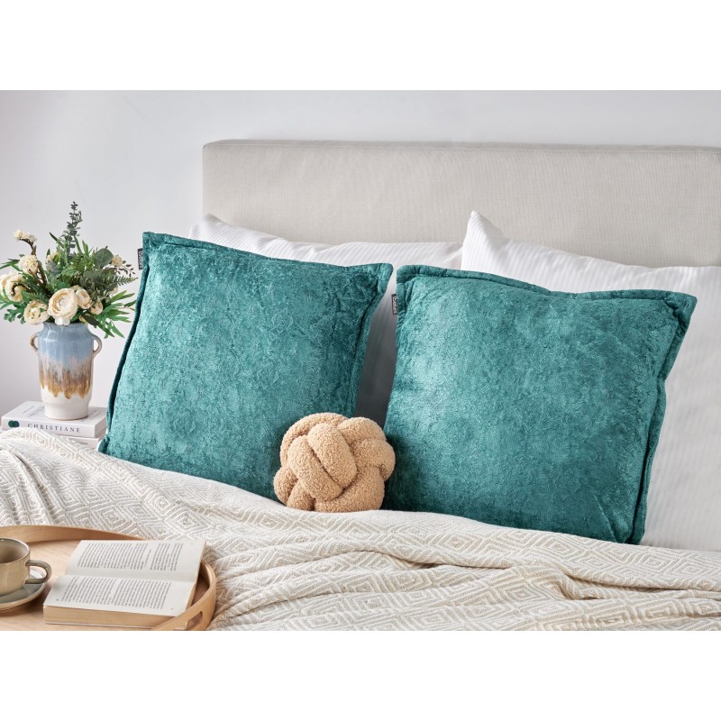 Zestaw 2 poduszek dekoracyjnych VERPIS Bawełna 50 x 50 cm Lazurowy Jednolity